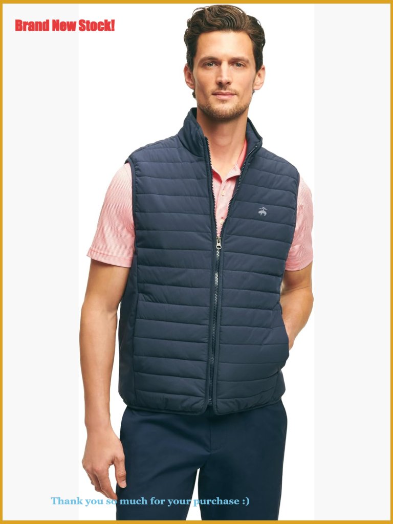 Men's Quilted Golf Vest With Water-Resistant Nylon